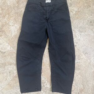 Black barel leg Workwear-Style Casual Pants